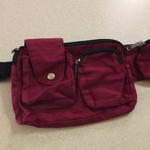 Red Cotton Fanny Pack Hip Belt